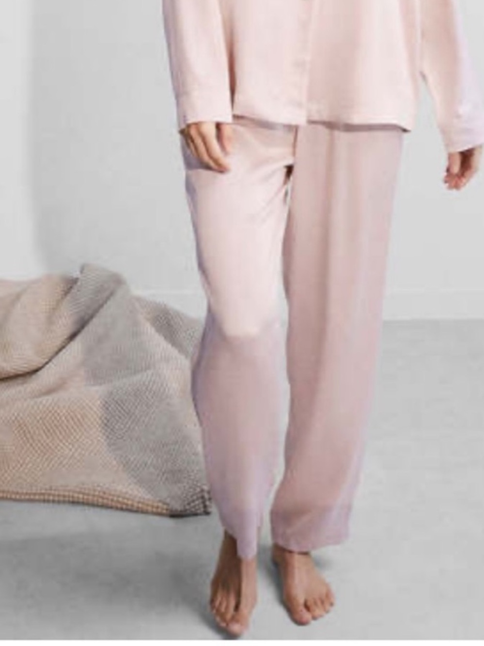 LUNYA Washable Silk Pajama dusty pink Pull On Straight leg Pants Size Small